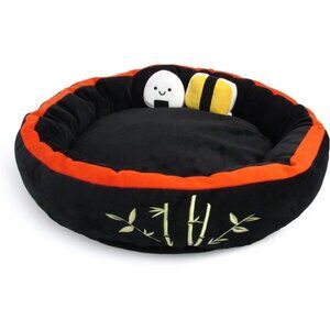 Plush Sushi Pet Bed Small Dog Cat Cozy Washable Round Bed Crinkle Toys Cute